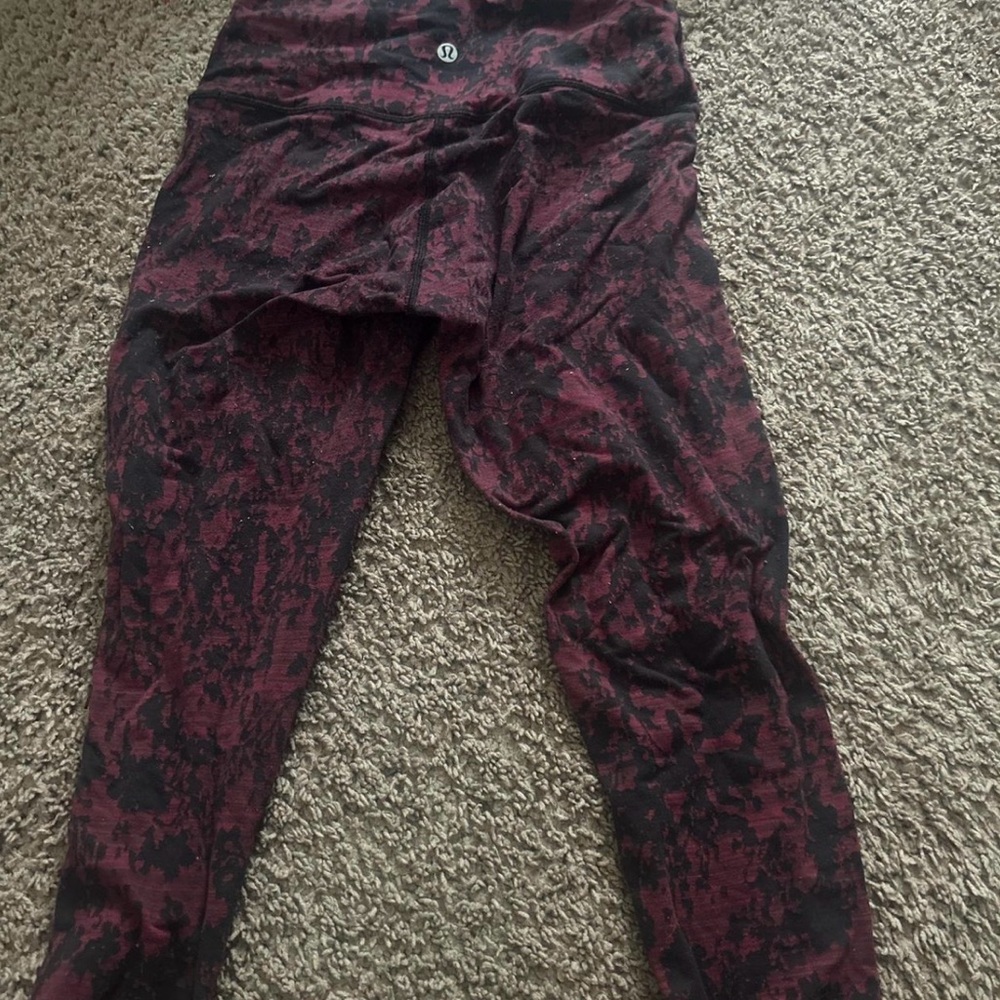 lululemon athletica Red and Black Leggings